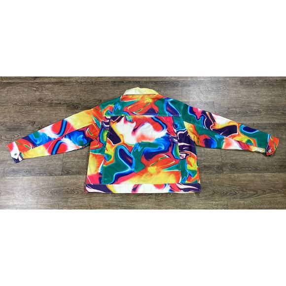Spoon Jeans Paint Swirl Print Denim Jacket Womens Size 3XL Psychedelic New - Picture 14 of 14
